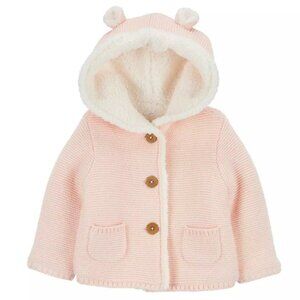 Baby Girl Carter's Sherpa-Lined Hooded Cardigan.